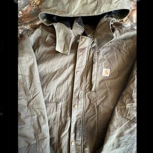 Men’s Carhartt Full Swing Canvas Type Full Zip Jacket Hooded Size 2xl Can Fit XL